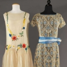 TWO EMBROIDERED PARTY DRESSES, c. 1925