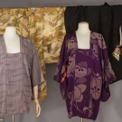FOUR LADIES PRINTED SILK KIMONO, c. 1950