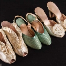 THREE PAIR SILK BOUDOIR SLIPPERS, 1930s