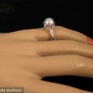 GREY PEARL, PLATINUM &amp; DIAMOND RING, 20th C