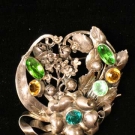 JEWELED STERLING HOBE BROOCH, 1940-1950