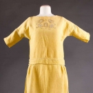 EMBROIDERED CURRY LINEN DAY DRESS, 1920s