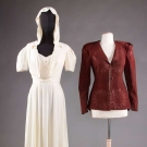 1 WHITE JERSEY GOWN &amp; 1 MAROON JACKET, 1938-1942