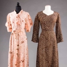 2 PRINTED SILK DAY DRESSES, 1930s