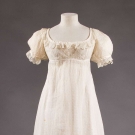SPRIGGED WHITE MULL DRESS, 1820