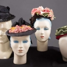 4 SMALL SUMMER HATS, 1940s