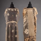 2 CREAM NET LACE DRESSES, 1920s