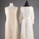 TWO CREAM SILK EVENING DRESSES, 1920s &amp; 1970s