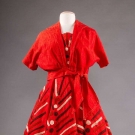 EMBROIDERED RED DRESS, TAXCO MEXICO, 1950s