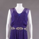 PURPLE SILK &amp; RHINESTONE EVENING DRESS, c. 1940