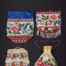 4 FLORAL BEADED BAGS, MID-LATE 19TH C