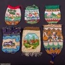 6 PICTORIAL BEADED BAGS, 1840-1900