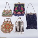5 FRAMED BEADED BAGS, 1900-1930