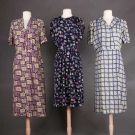 THREE PRINTED DAY DRESSES, 1940s