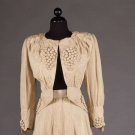 TRAPUNTO LINEN WALKING SUIT, NY LABEL, c. 1905