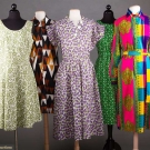 5 PRINTED SUMMER DAY DRESSES, 1950-1970