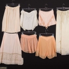 4 PAIR SILK &amp; LACE TAP PANTS &amp; THREE SILK HALF SLIPS, 1920s