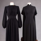 TWO BLACK SILK CREPE EVENING GOWNS, 1940s