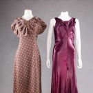 1 PLUM GOWN, BOSTON &amp; 1 BROWN DAY DRESS, 1930s