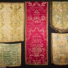 5 SILK BROCADE PANELS, 1700s