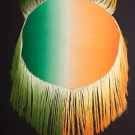 ORANGE TO GREEN CIRCULAR SILK SHAWL, EARLY 20TH C.