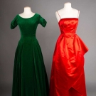ONE GREEN &amp; ONE RED EVENING GOWN, 1950-1960