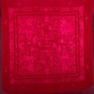 EMBROIDERED CRIMSON SHAWL, CHINA, 1890-1910