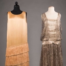 ONE PEGGY HOYT SILK &amp; ONE SILVER LACE PARTY DRESS, 1920s