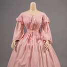 PINK GINGHAM DAY DRESS, 1850s
