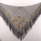 ONE EMBROIDERED SHAWL &amp; TWO LACE BONNET VEILS, 1830-1860s