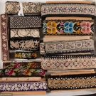 THIRTEEN EMBROIDERED SARI BORDERS, INDIA &amp; CHINA, c. 1900