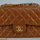 CHANEL BROWN LAMBSKIN HANDBAG, 1980s
