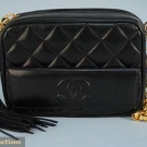 CHANEL BLACK LAMBSKIN PURSE, 1980s