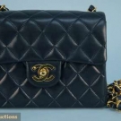 CHANEL NAVY LAMBSKIN PURSE, 1980s