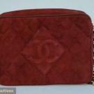 CHANEL BURGUNDY SUEDE PURSE, 1980s