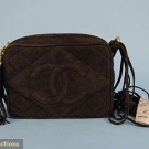 CHANEL BROWN SUEDE PURSE, 1980s