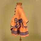 CHILD'S BLUE &amp; ORANGE BUSTLE DRESS, c. 1869