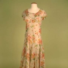 PRINTED FLORAL ON IVORY SILK DRESS, 1930s