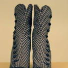 LADY'S GINGHAM HI-BUTTON BOOTS, 1860-1870