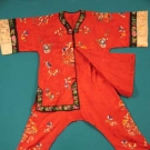 CHINESE RED SILK PAJAMA SET, 1930s