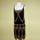 BLACK &amp; GOLD BEADED FLAPPER DRESS, c. 1926
