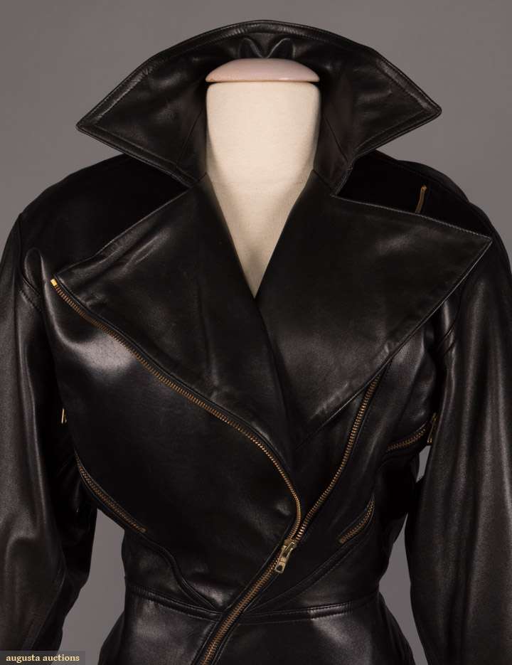 Augusta Auctions - AZZEDINE ALAIA BLACK LEATHER ZIPPER DRESS, 1985
