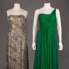 ONE LAME &amp; ONE KELLY GREEN EVENING GOWN, 1950 &amp; 1990