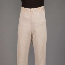 GENTS CREAM LINEN FALL-FRONT TROUSERS, AMERICAN, c. 1840