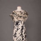 CALLIGRAPHY PRINT EVENING GOWN, c 1960