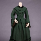 GREEN WOOL DAY DRESS, c. 1850
