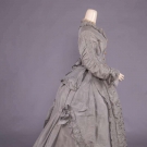 GREY SILK TAFFETA PROMENADE GOWN, c. 1869