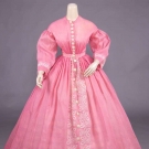 PINK LINEN DAY DRESS, 1855-1860