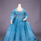 CONVERTIBLE CERULEAN BLUE SILK MOIRE GOWN, c. 1866