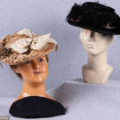 TWO LADIES BRIMMED &amp; EMBELLISHED HATS, MASSACHUSETTS, 1890-1900